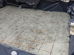 Concrete poured over steel reinforcement